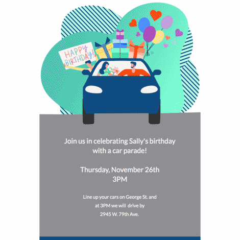 Birthday Car Parade Invite